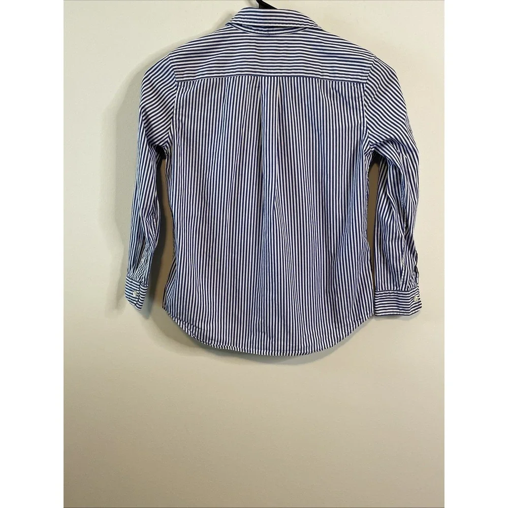 Ralph Lauren Polo Boys Size 7 Blue White Striped Button Down Shirt